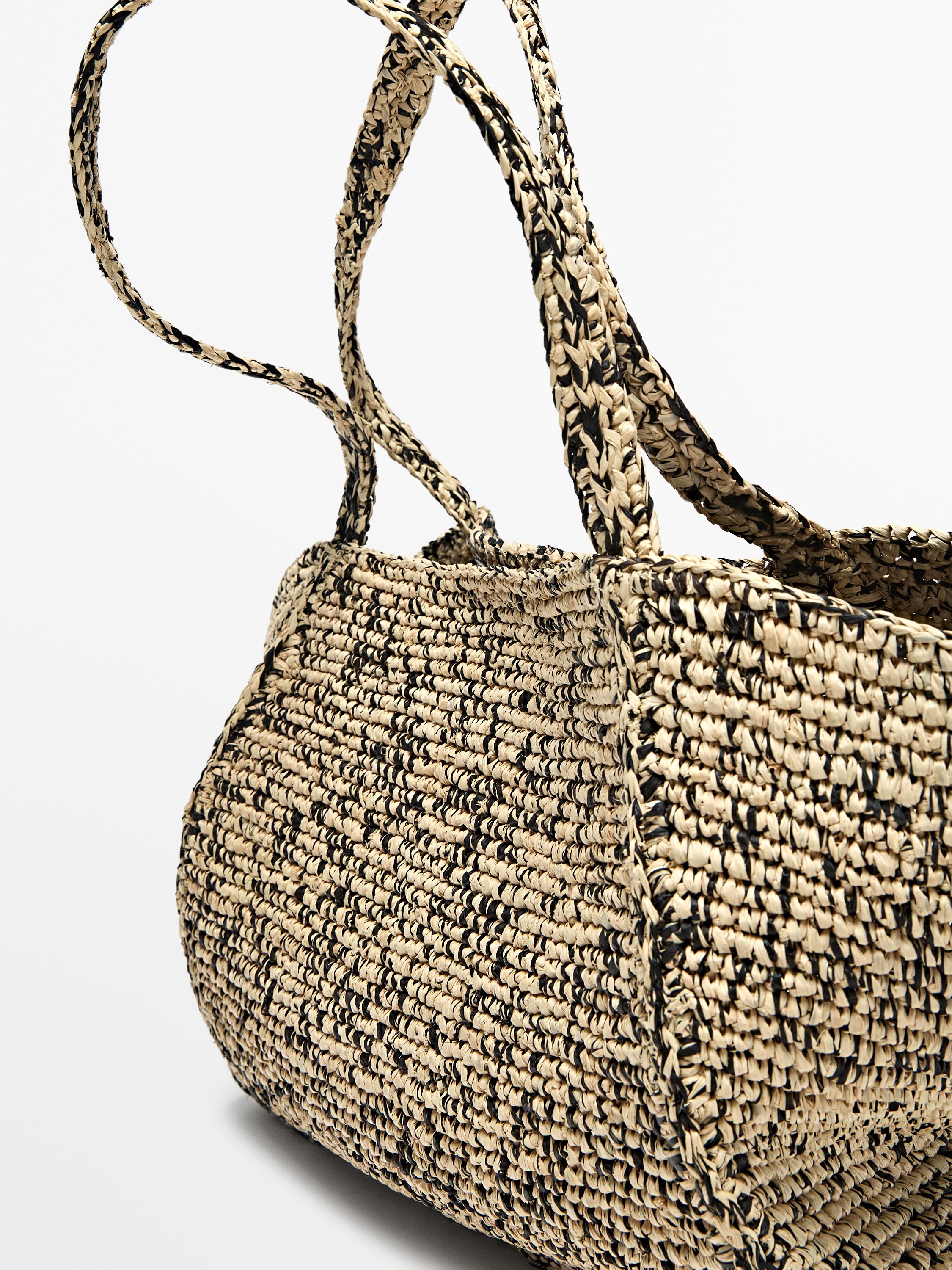 100% raffia mid-sized tote bag